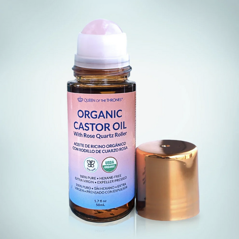 Castor Oil with Rose Quartz Roller - 50 ml - Queen of the Thrones