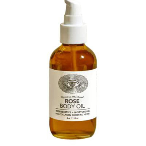 Rose Body Oil - Botanically Dense Adaptogenic Collagen Oil - Made with Organic Moringa Oil and Jojoba Oil for Skin Rejuvenation - Anima Mundi
