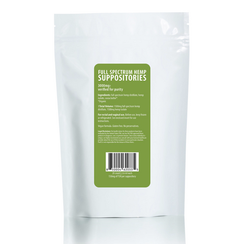 Full Spectrum Hemp Suppositories - 3000 mg - PurO3